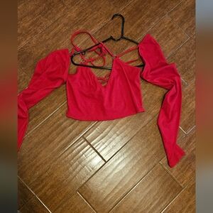 Dolls Kill Horoscopez Red Cold Shoulder Red Shirt - XL